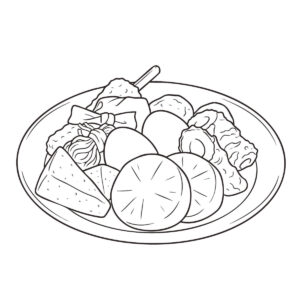 おでん２の無料塗り絵イラスト（知育・高齢者レク用）