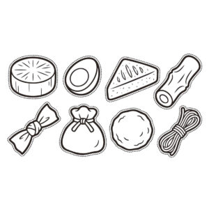 おでん　切り抜き用の無料塗り絵イラスト（知育・高齢者レク用）