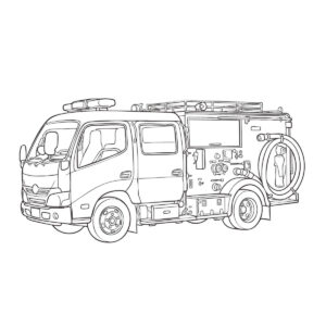 消防車の無料塗り絵イラスト（知育・高齢者レク用）