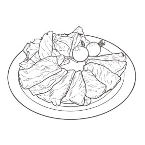 ローストビーフ２の無料塗り絵イラスト（知育・高齢者レク用）