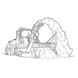 ロータリー除雪車の無料塗り絵イラスト（知育・高齢者レク用）