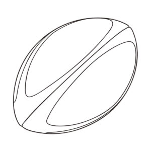ラグビーボールの無料塗り絵イラスト（知育・高齢者レク用）