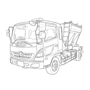 凍結防止剤散布車の無料塗り絵イラスト（知育・高齢者レク用）