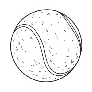 テニスボールの無料塗り絵イラスト（知育・高齢者レク用）