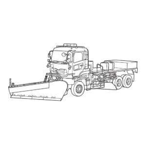 除雪車の無料塗り絵イラスト（知育・高齢者レク用）
