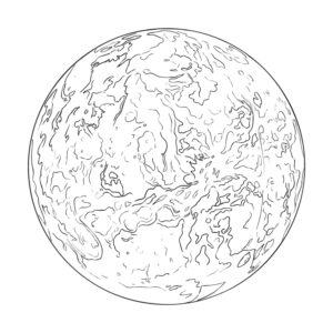 金星の無料塗り絵イラスト（知育・高齢者レク用）