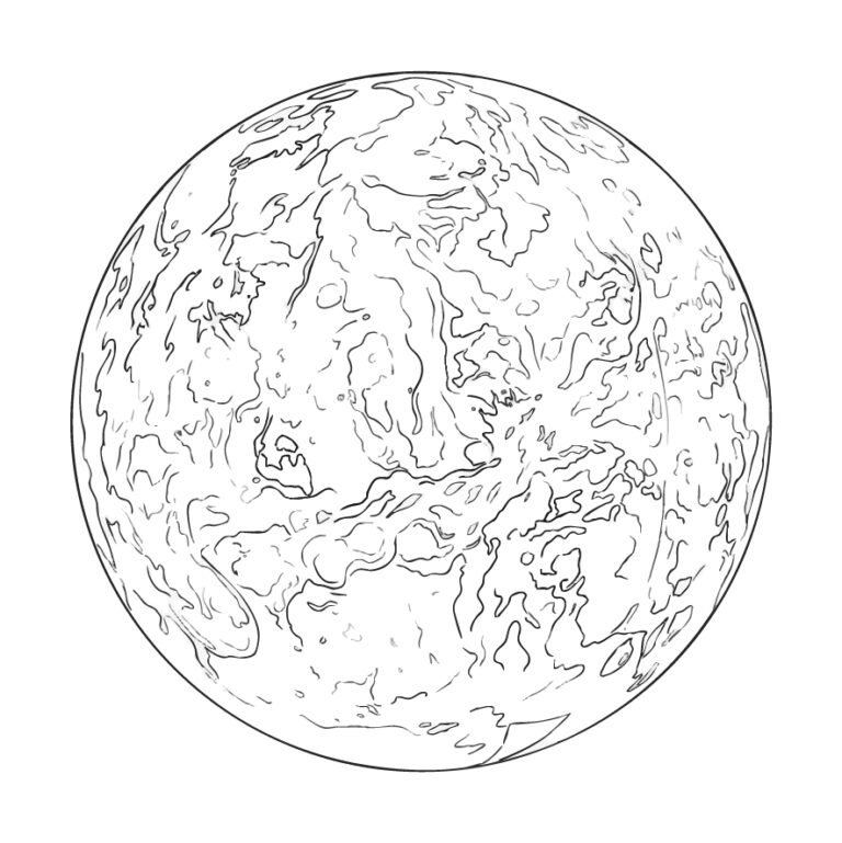 金星の無料塗り絵イラスト（知育・高齢者レク用）