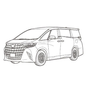アルファードの無料塗り絵イラスト（知育・高齢者レク用）