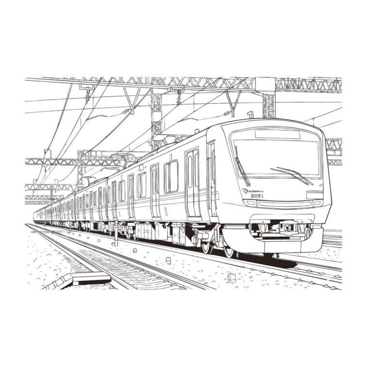 小田急線 （小田急電鉄）の無料塗り絵イラスト（知育・高齢者レク用）
