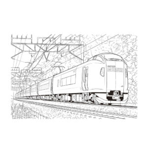 E259系　新塗装　背景ありの無料塗り絵イラスト（知育・高齢者レク用）