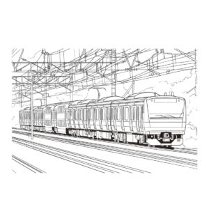 中央線快速　（グリーン車つき）の無料塗り絵イラスト（知育・高齢者レク用）