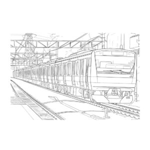 中央線（快速）の無料塗り絵イラスト（知育・高齢者レク用）