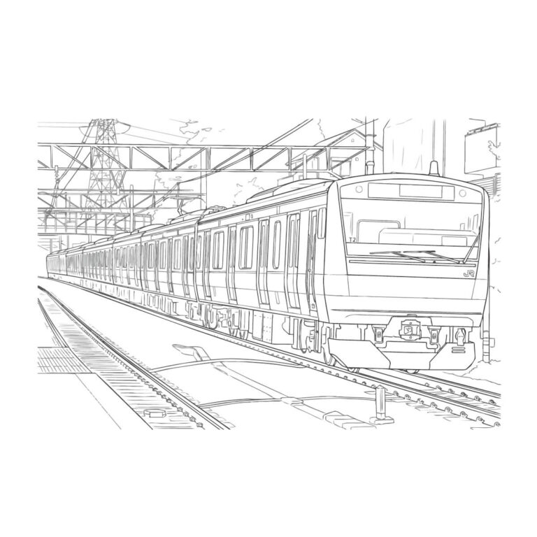 中央線（快速）の無料塗り絵イラスト（知育・高齢者レク用）