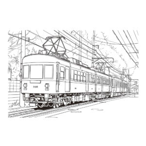 江ノ電 (江ノ島電鉄)の無料塗り絵イラスト（知育・高齢者レク用）