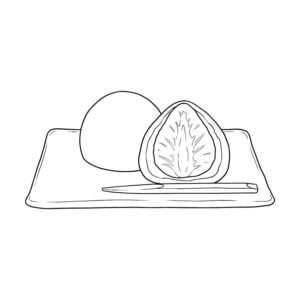 苺大福の無料塗り絵イラスト（知育・高齢者レク用）