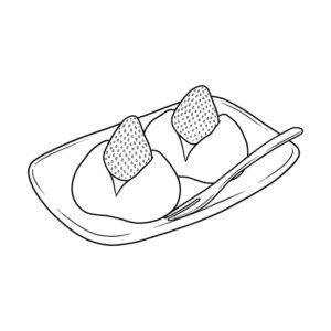 苺大福２の無料塗り絵イラスト（知育・高齢者レク用）
