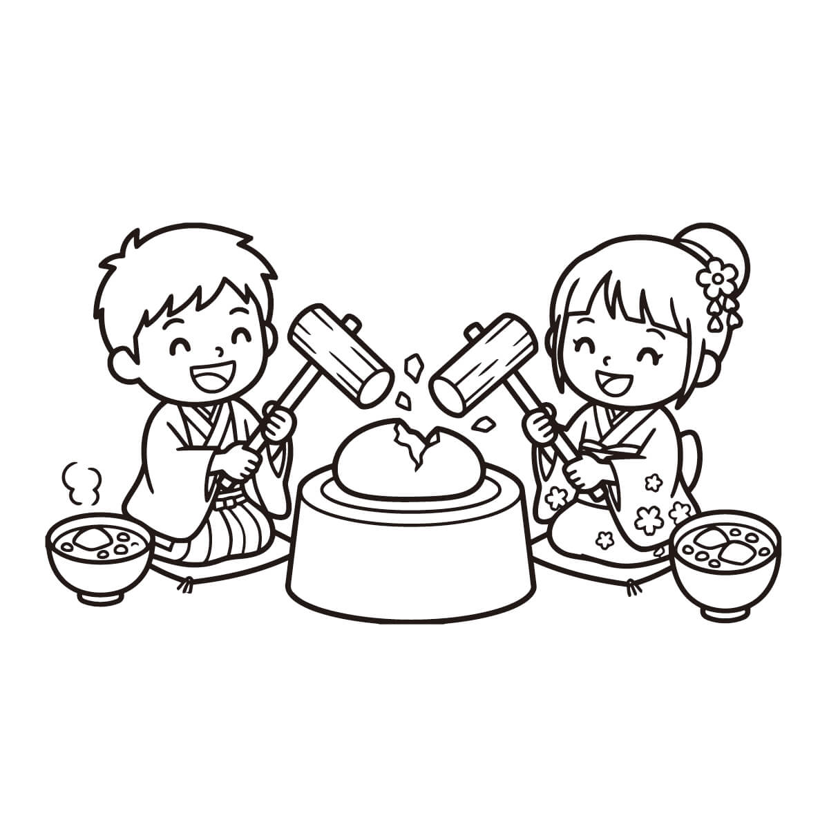 鏡開きの塗り絵