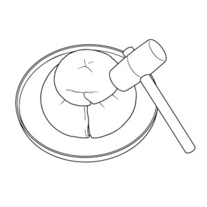 鏡開き（シンプル）の無料塗り絵イラスト（知育・高齢者レク用）