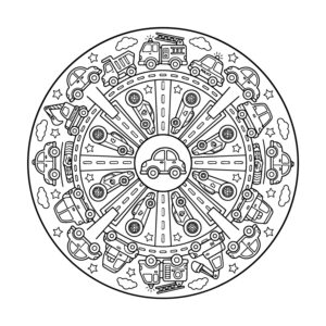 Free printable Car Mandala for Kids coloring page