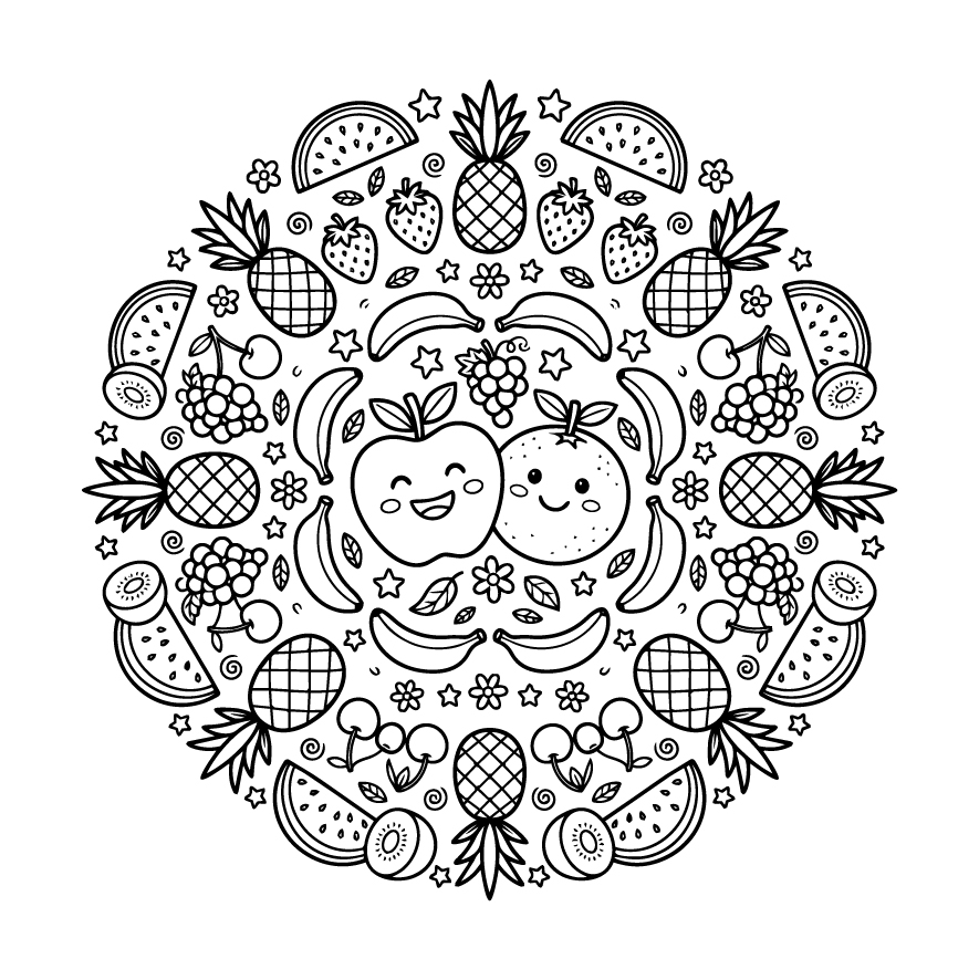子供向けの果物曼荼羅