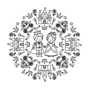 Free printable Castle mandala for kids coloring page