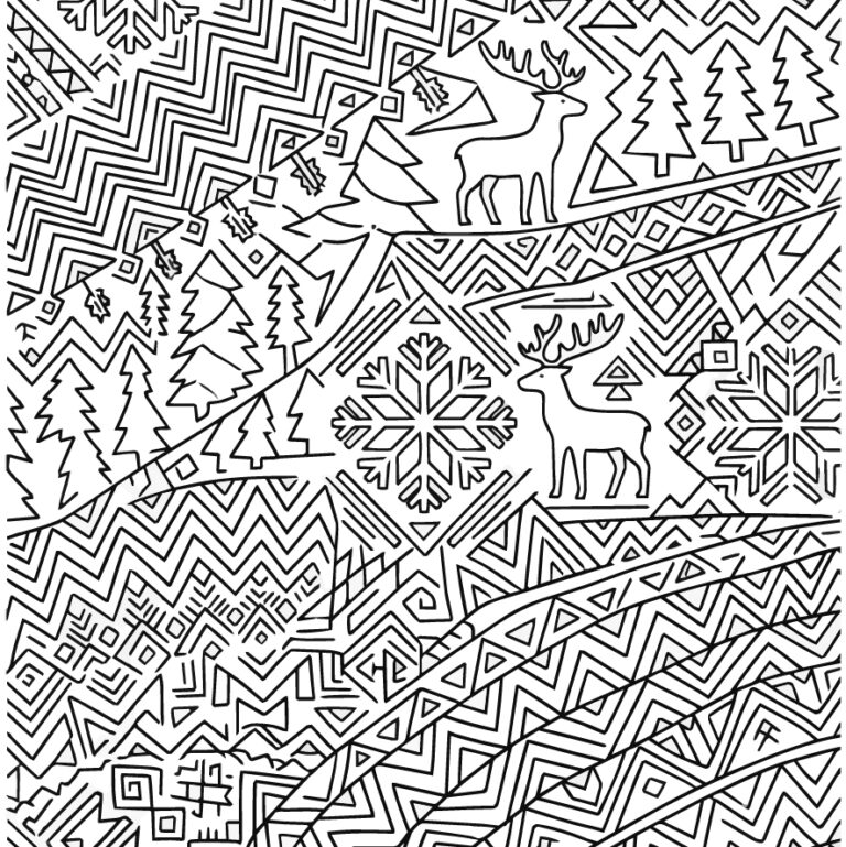 ノルディック柄の無料塗り絵イラスト（知育・高齢者レク用）