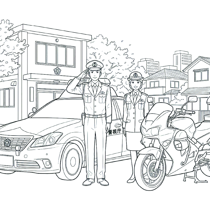 警察官の塗り絵