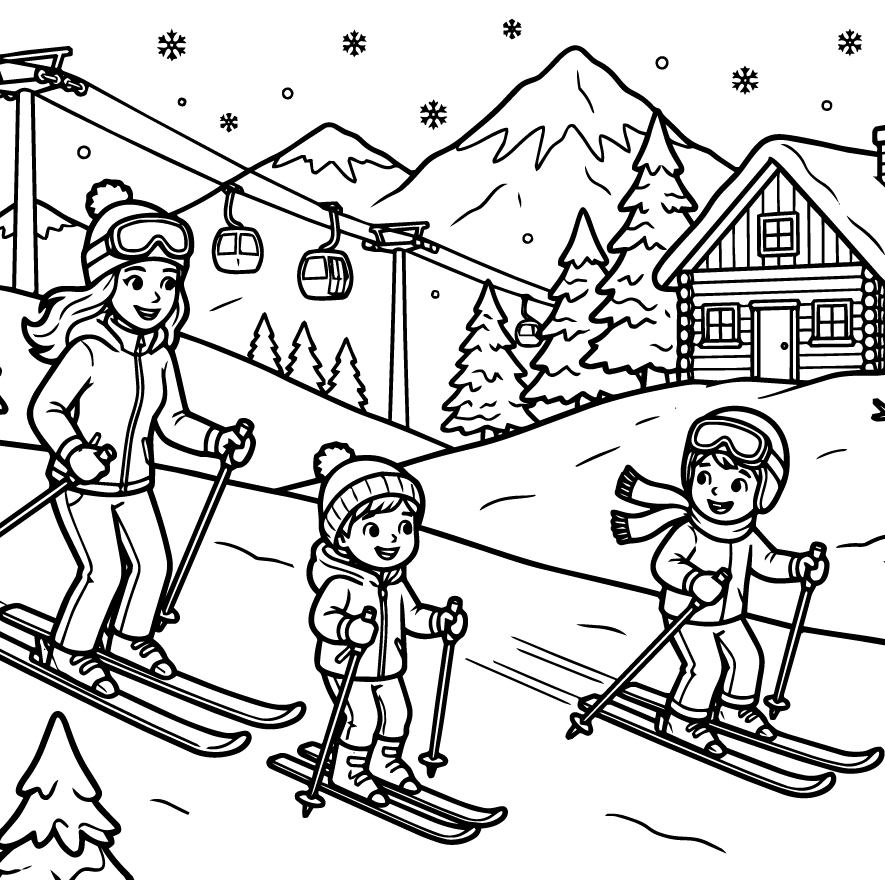 スキーの塗り絵