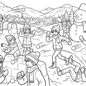 Free printable Snowball Fight 2 coloring page