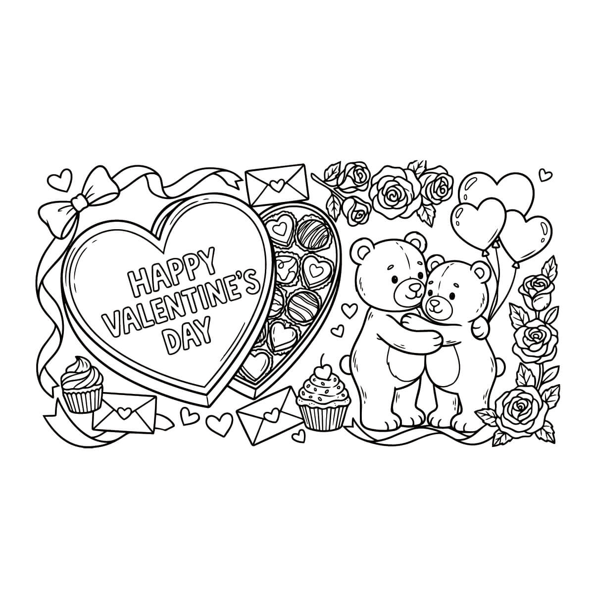 バレンタインデーの塗り絵