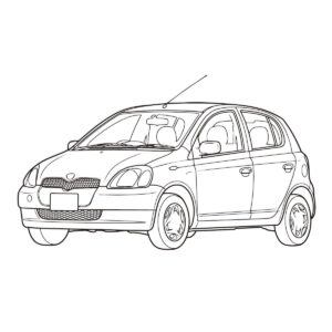 ヴィッツ　初代　の無料塗り絵イラスト（知育・高齢者レク用）