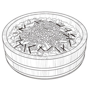 ちらし寿司　単体の無料塗り絵イラスト（知育・高齢者レク用）