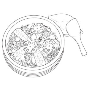 ちらし寿司の無料塗り絵イラスト（知育・高齢者レク用）