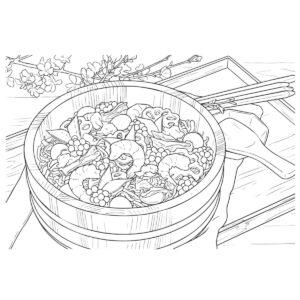 ちらし寿司の無料塗り絵イラスト（知育・高齢者レク用）