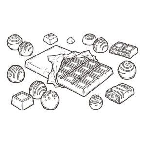 チョコレートの無料塗り絵イラスト（知育・高齢者レク用）