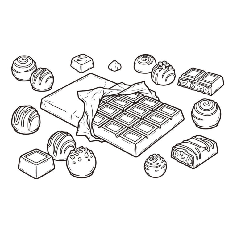 チョコレートの無料塗り絵イラスト（知育・高齢者レク用）