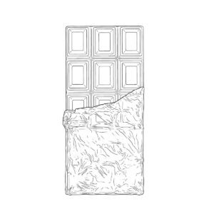 板チョコレートの無料塗り絵イラスト（知育・高齢者レク用）