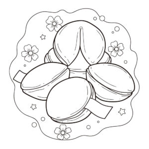 フォーチュンクッキーの無料塗り絵イラスト（知育・高齢者レク用）