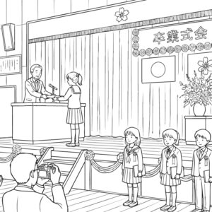 小学生 卒業式の無料塗り絵イラスト（知育・高齢者レク用）