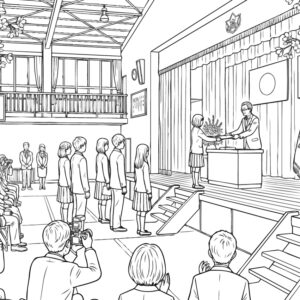 高校生 卒業式の無料塗り絵イラスト（知育・高齢者レク用）