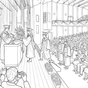 大学生 卒業式の無料塗り絵イラスト（知育・高齢者レク用）