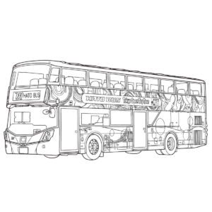 はとバスの無料塗り絵イラスト（知育・高齢者レク用）