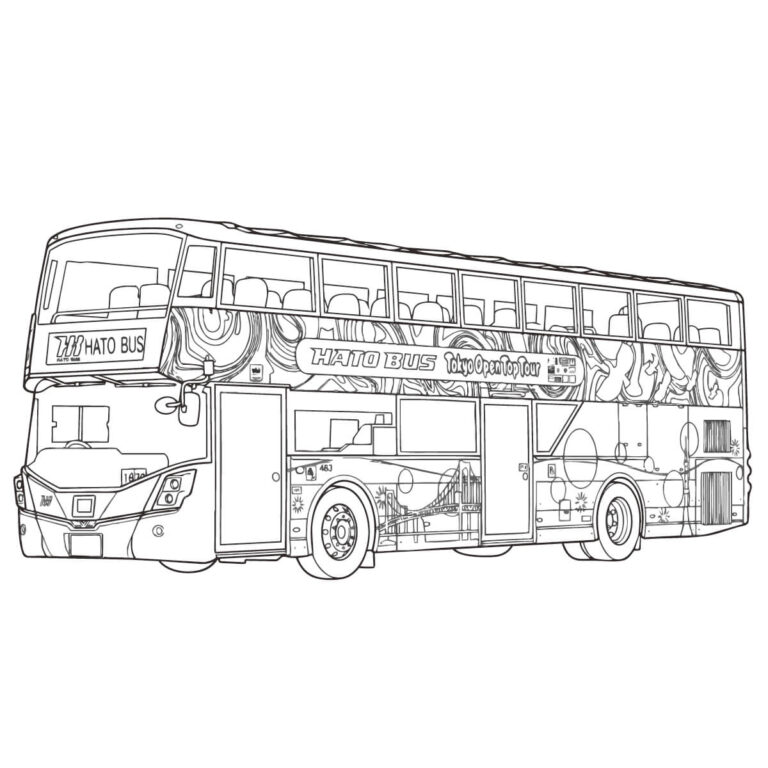 Free printable Hato Bus (Tokyo Sightseeing Bus) coloring page