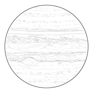 木星の無料塗り絵イラスト（知育・高齢者レク用）