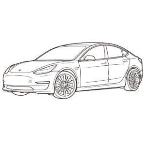 テスラの無料塗り絵イラスト（知育・高齢者レク用）