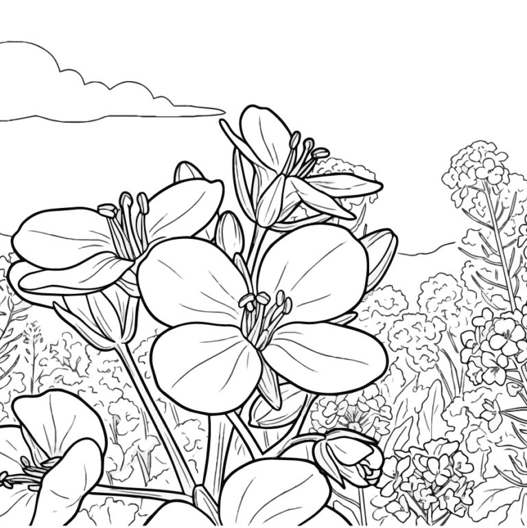菜の花の無料塗り絵イラスト（知育・高齢者レク用）