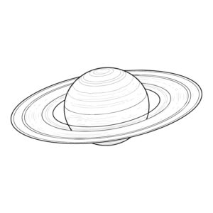 土星の無料塗り絵イラスト（知育・高齢者レク用）