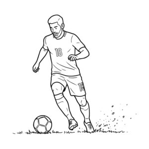 サッカー選手の無料塗り絵イラスト（知育・高齢者レク用）