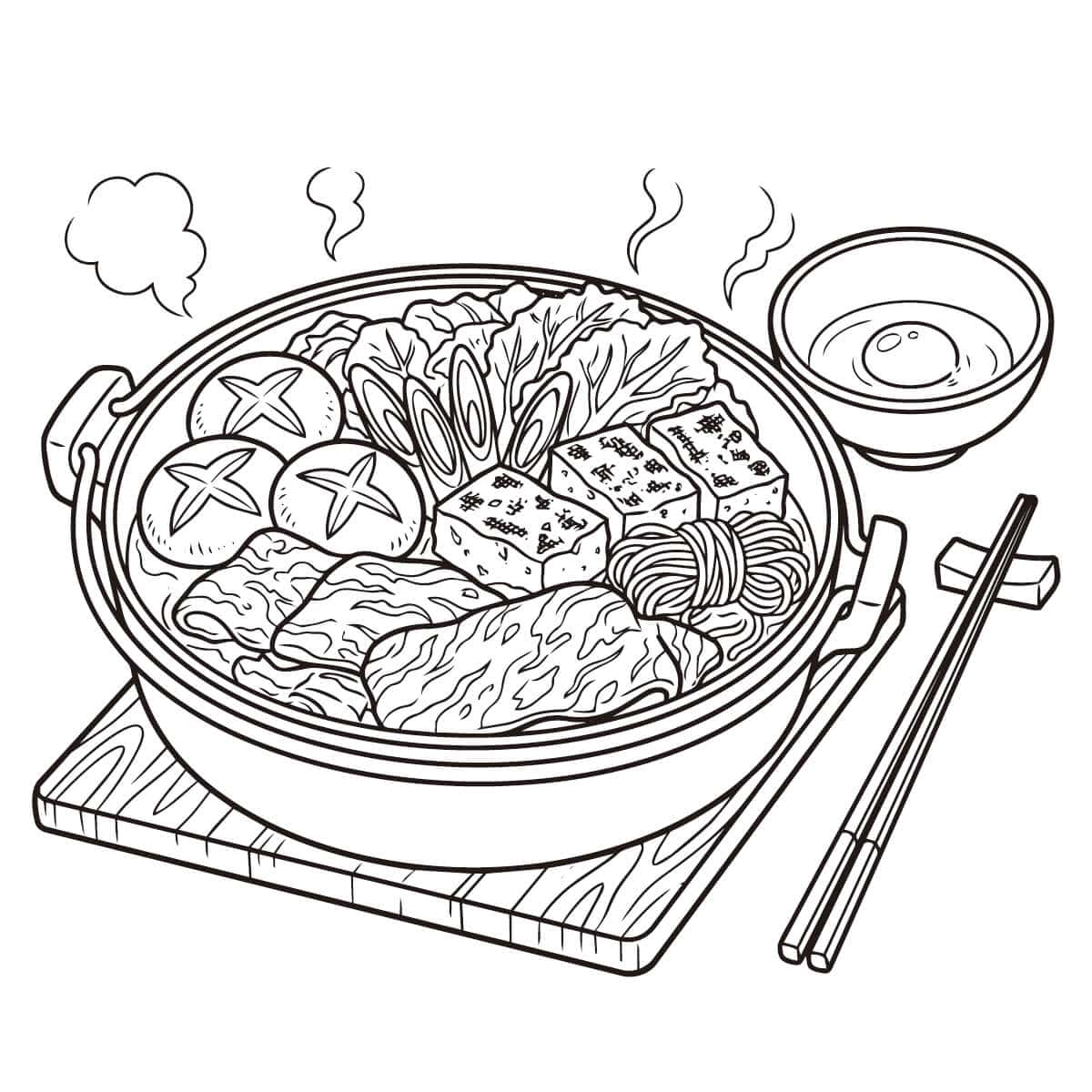 すき焼きの塗り絵