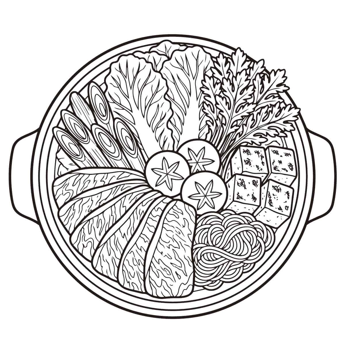 すき焼きの塗り絵